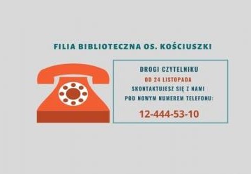 Zmiana numeru telefonu biblioteki na os. Kościuszki