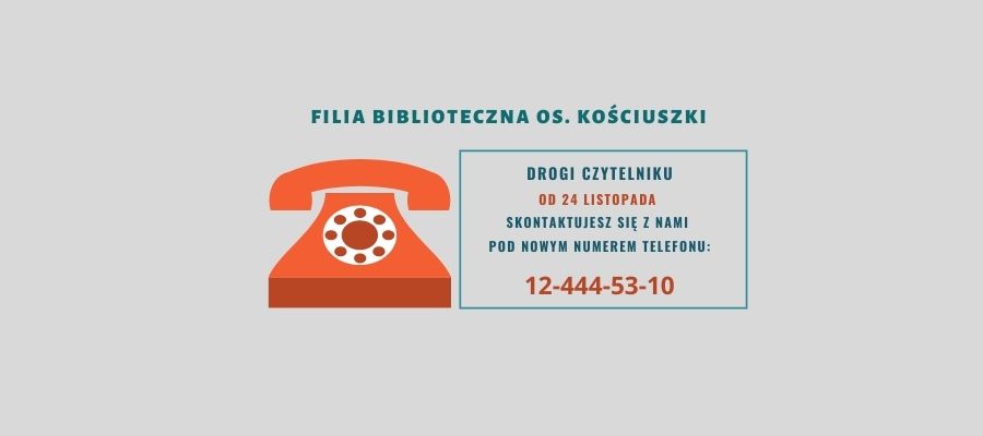 Zmiana numeru telefonu biblioteki na os. Kościuszki