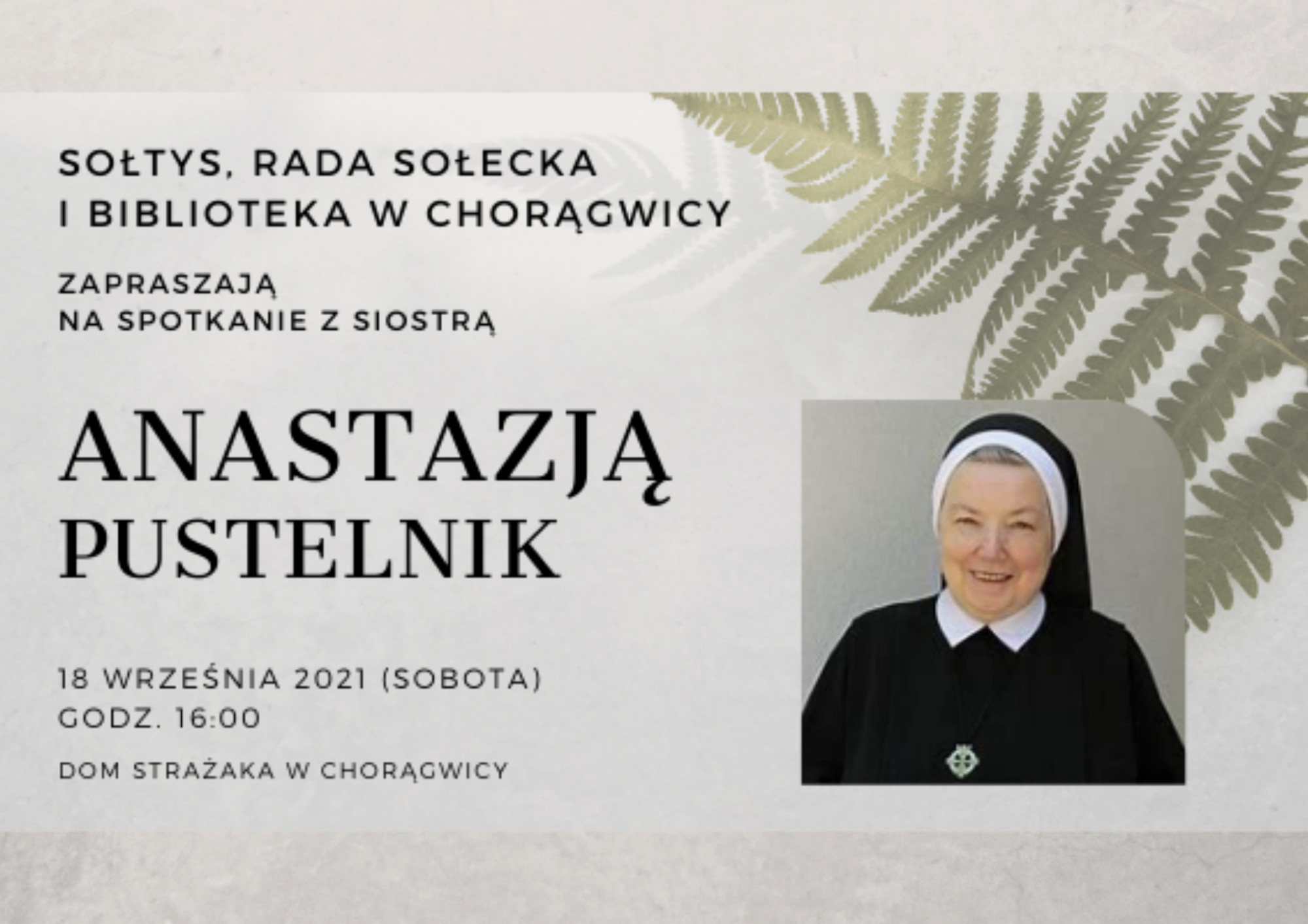 Siostra Anastazja Pustelnik w Chorągwicy