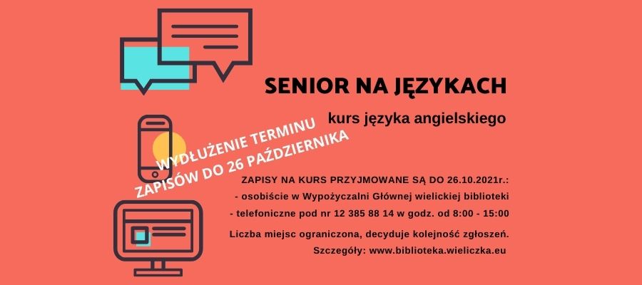 „Senior na językach” w wielickiej bibliotece – wydłużenie terminu zapisów