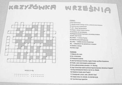 Zagadki z bibliotecznej szufladki-Krzyżówka miesiąca września