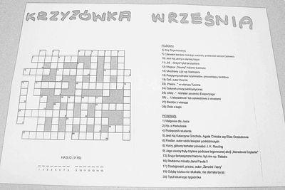 Zagadki z bibliotecznej szufladki-Krzyżówka miesiąca września