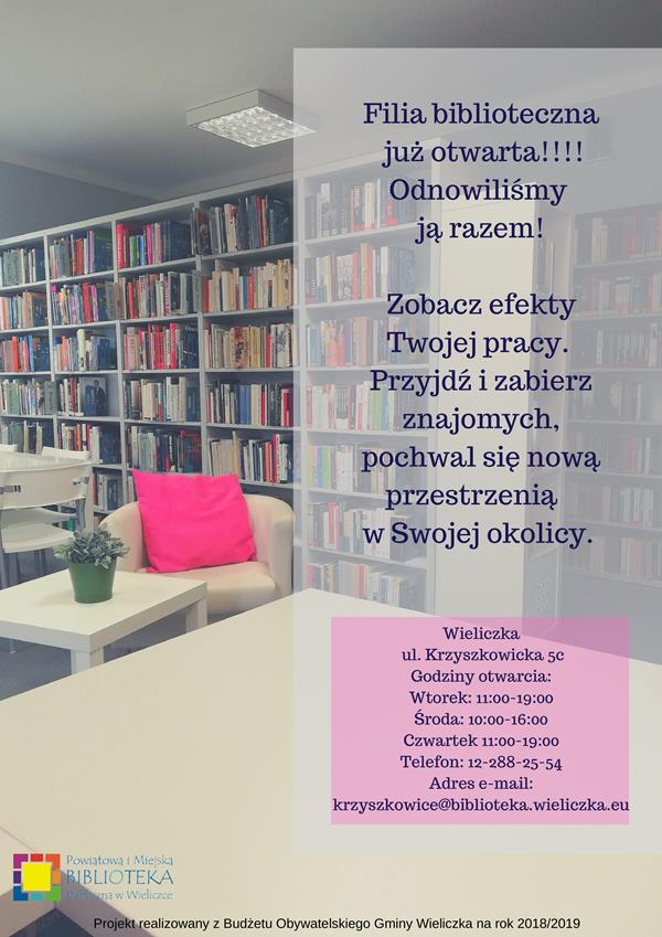 Filia biblioteczna na os. Krzyszkowice w nowej odsłonie!!!