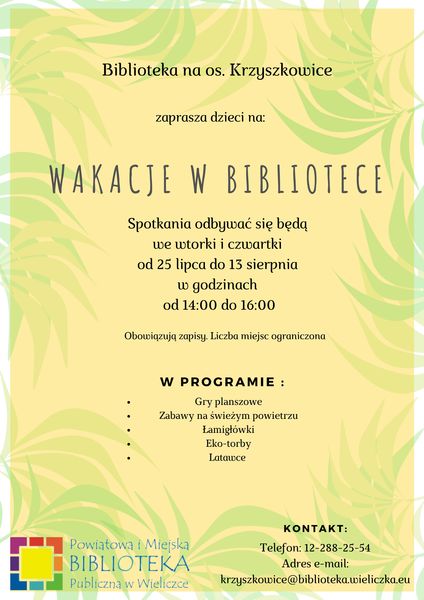 Biblioteczne wakacje na os. Krzyszkowice