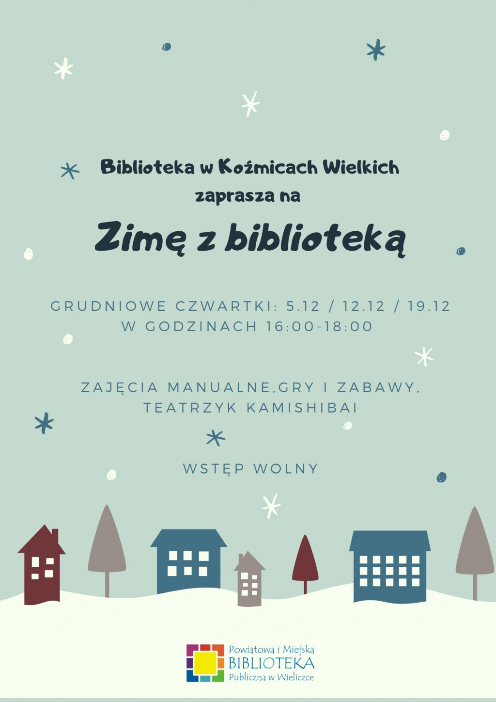 Zimowe zajęcia w bibliotece w Koźmicach Wielkich