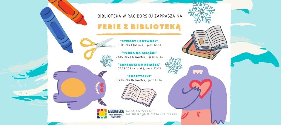 Filia biblioteczna w Raciborsku zaprasza na „Ferie w bibliotece”