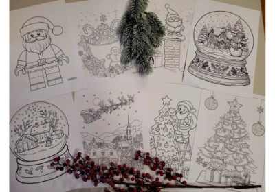 Świąteczne kolorowanki w bibliotece w Śledziejowicach