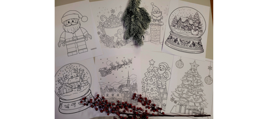 Świąteczne kolorowanki w bibliotece w Śledziejowicach