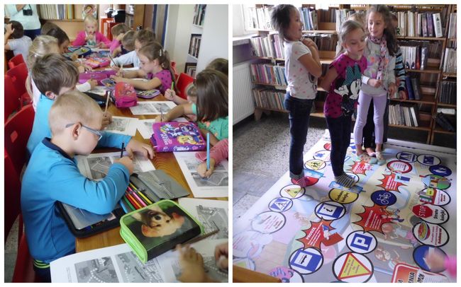 Akcja odblaskowa szkoła w bibliotece...