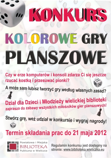 UWAGA! Wydłużamy czas składania prac na konkurs „Kolorowe gry planszowe”