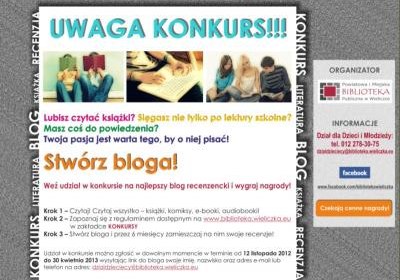Do wtorku można zgłaszać swoje blogi do konkursu na najlepszy blog recenzencki dla młodzieży!
