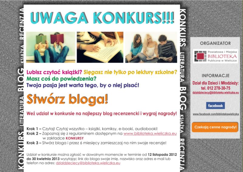 Do wtorku można zgłaszać swoje blogi do konkursu na najlepszy blog recenzencki dla młodzieży!