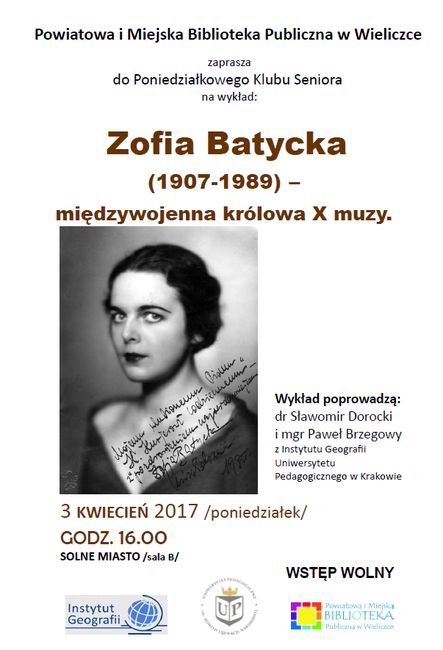 O Zofii Batyckiej w Poniedziałkowym Klubie Seniora
