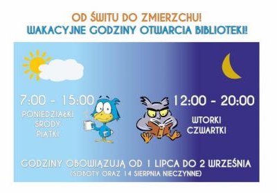 Wakacyjne godziny otwarcia biblioteki