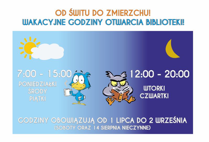Wakacyjne godziny otwarcia biblioteki
