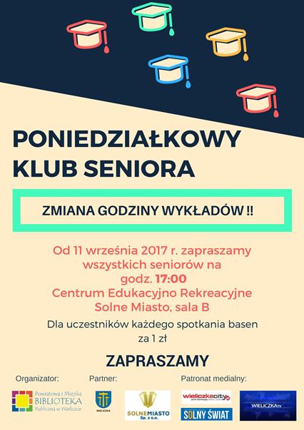 Zmiana godziny wykładów w ramach Poniedziałkowego Klubu Seniora