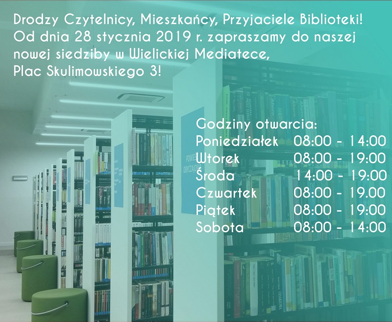 BIBLIOTEKA JUŻ OTWARTA! ZAPRASZAMY!