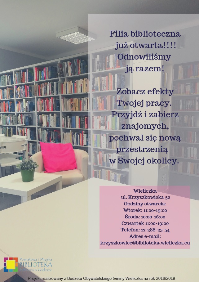 Filia biblioteczna na os. Krzyszkowice już otwarta!