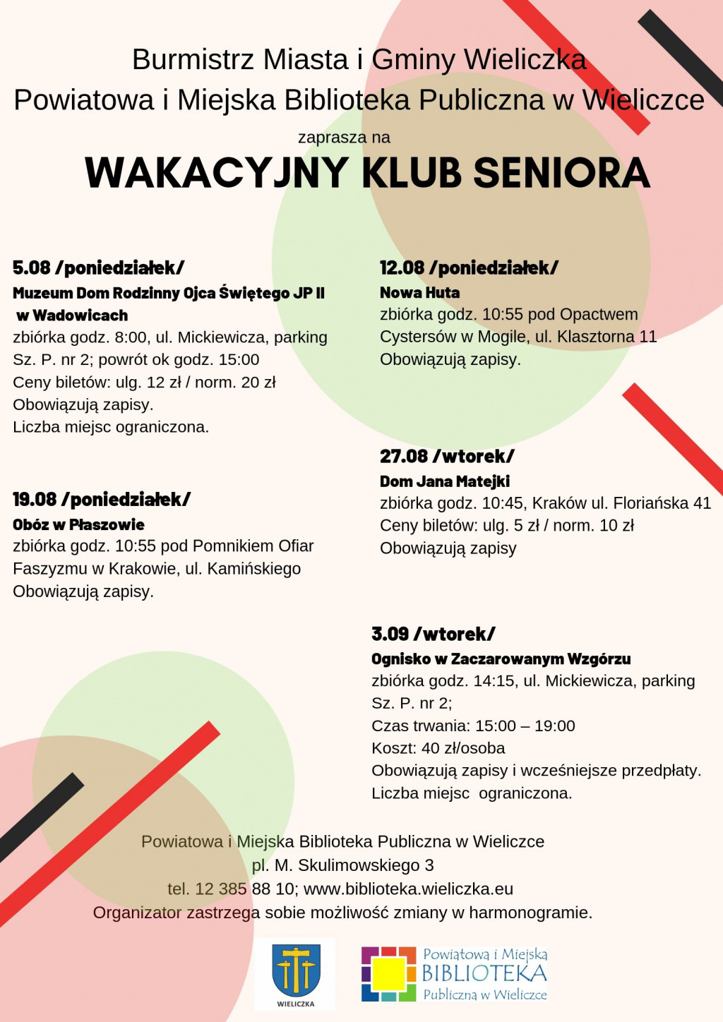 Już 5 sierpnia pierwsza wycieczka Wakacyjnego Klubu Seniora z biblioteką!