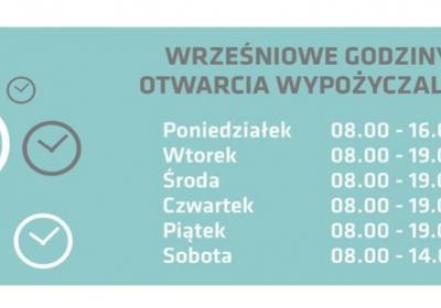 Wrześniowe godziny otwarcia wypożyczalni!