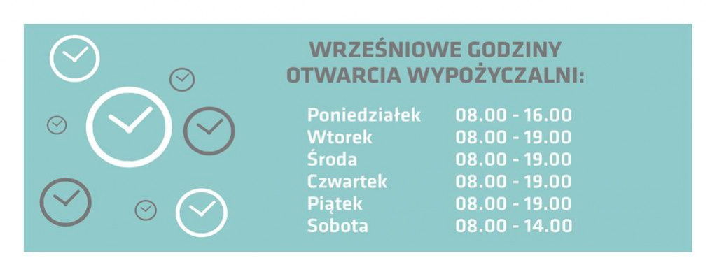 Wrześniowe godziny otwarcia wypożyczalni!