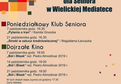 Październikowe Poniedziałki dla Seniora w Wielickiej Mediatece