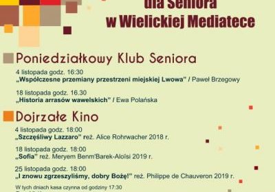 Listopadowe Poniedziałki dla Seniora w Wielickiej Mediatece