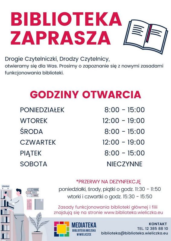 18 maja 2020 r. - wznowienie działalności biblioteki - zasady funkcjonowania i godziny otwarcia w okresie zagrożenia epidemicznego