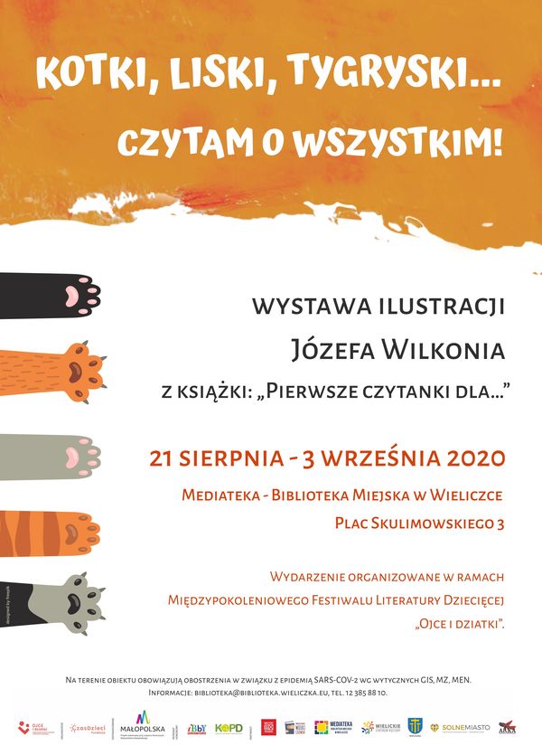 Wystawa „Kotki, liski, tygryski… czytam o wszystkim!” – ilustracje Józefa Wilkonia z książki: „Pierwsze czytanki dla…”